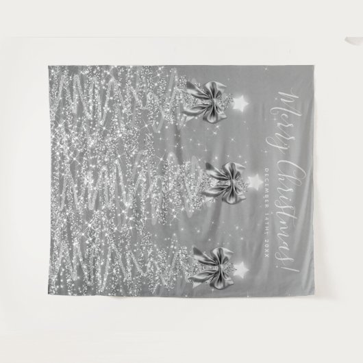 Holiday Backdrop Silver Christmas Trees w/ Bows Wandkleed (Voorkant (horizontaal))