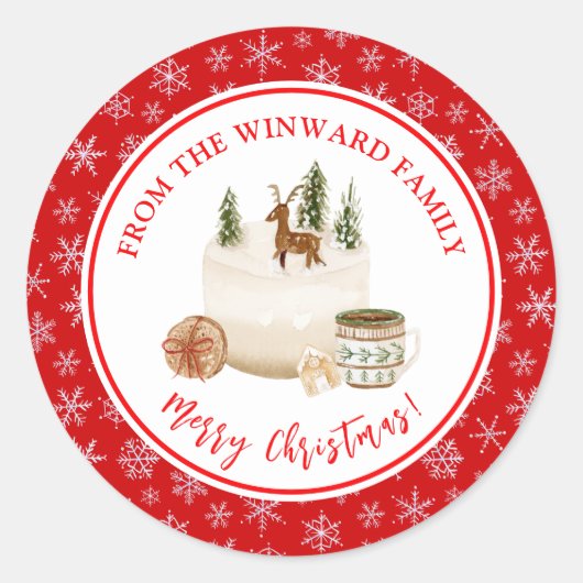 Holiday Baking Christmas Cake Ronde Sticker (Voorkant)