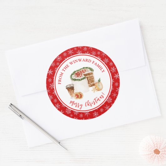 Holiday Baking Christmas Cake Ronde Sticker (Envelop)