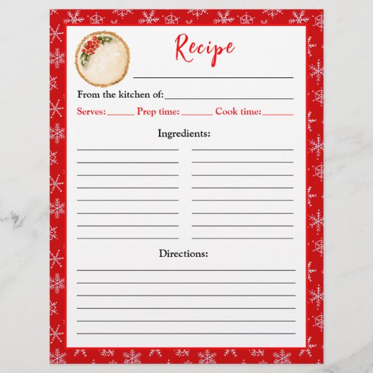Holiday Baking Christmas Pie Recipe Page Flyer (Voorkant)