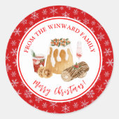 Holiday Baking Christmas Pudding Ronde Sticker (Voorkant)