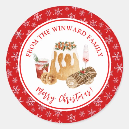 Holiday Baking Christmas Pudding Ronde Sticker (Voorkant)