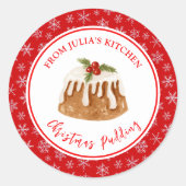 Holiday Baking Christmas Pudding Ronde Sticker (Voorkant)