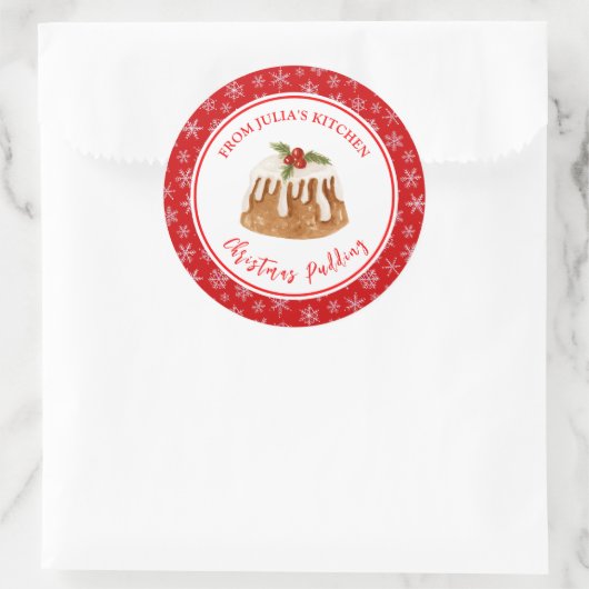 Holiday Baking Christmas Pudding Ronde Sticker (Tas)