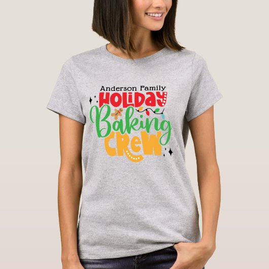 Holiday Baking Crew Personalized Family Christmas T-shirt (Voorkant)