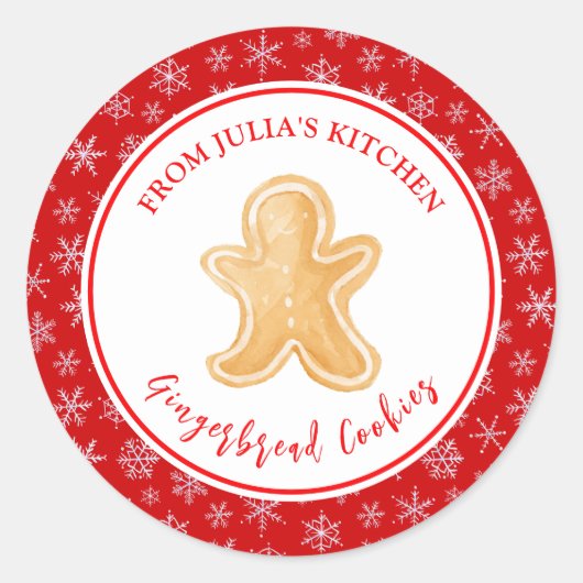 Holiday Baking Gingerbread Man Ronde Sticker (Voorkant)