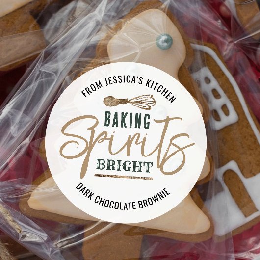 Holiday Baking Spirits Bright Cookie Exchange Gold Ronde Sticker