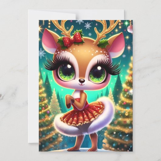 Holiday Ballet Reindeer Star Magnetische Uitnodiging (Voorkant)