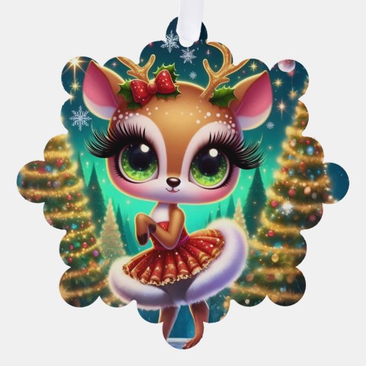 Holiday Ballet Reindeer Star Ornament Kaart (Voorkant)