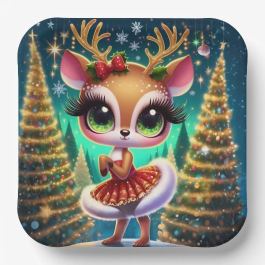 Holiday Ballet Reindeer Star Papieren Bordje (Voorkant)