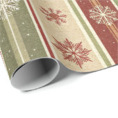 Holiday Bands with Rustic Snowflakes Christmas Cadeaupapier (Rol Hoek)