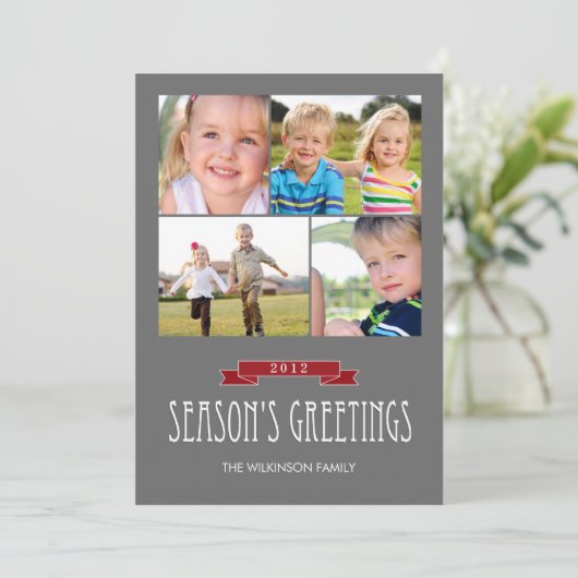 Holiday Banner Holiday Photo Card Feestdagenkaart (Staand voorkant)