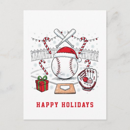 Holiday Baseball Christmas Cards Feestdagenkaart (Voorkant)