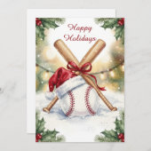 Holiday Baseball Christmas Cards Feestdagenkaart (Voorkant / Achterkant)