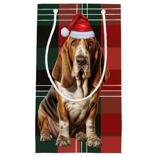 Holiday Basset Hound Dog en Pset Kerstmis Klein Cadeauzakje (Voorkant)