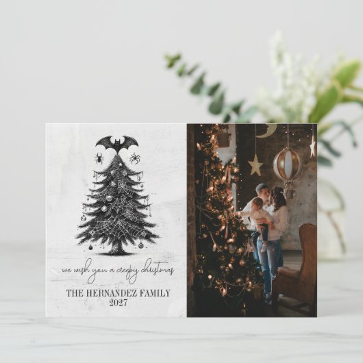 Holiday Bat Tree Feestdagenkaart (Staand voorkant)