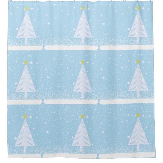 Holiday Bathroom Set Tree & Snow Douchegordijn (Voorkant)