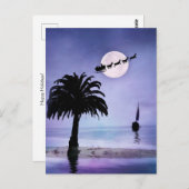 Holiday Beach Sailboot met Santa Briefkaart (Voorkant / Achterkant)