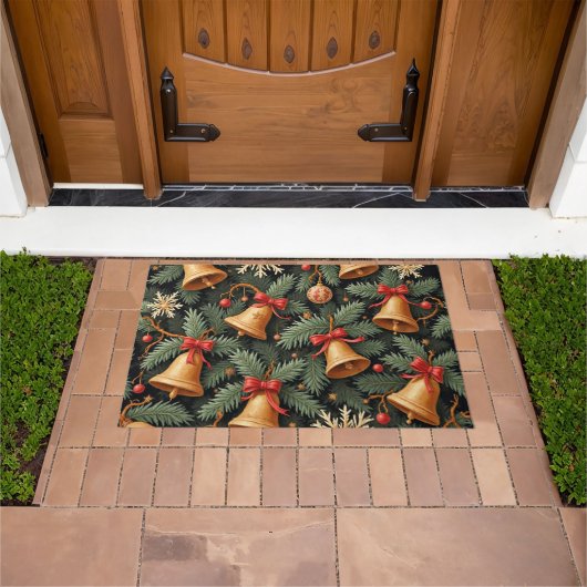 Holiday Bells, Decorative Christmas Pattern, Deurmat (Buiten)