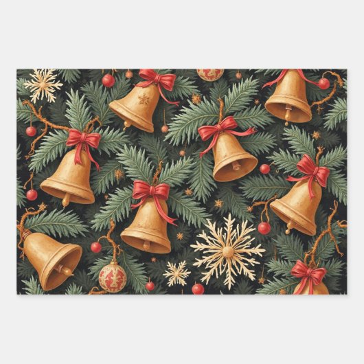 Holiday Bells, Decorative Christmas Pattern, Inpakpapier Vel (Voorkant)