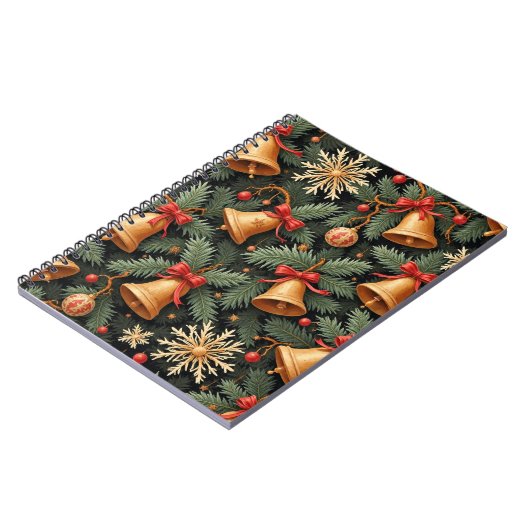Holiday Bells, Decorative Christmas Pattern, Notitieboek (Linkerzijde)
