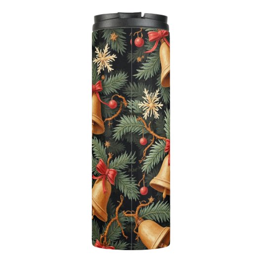 Holiday Bells, Decorative Christmas Pattern, Thermosbeker (Achterkant)