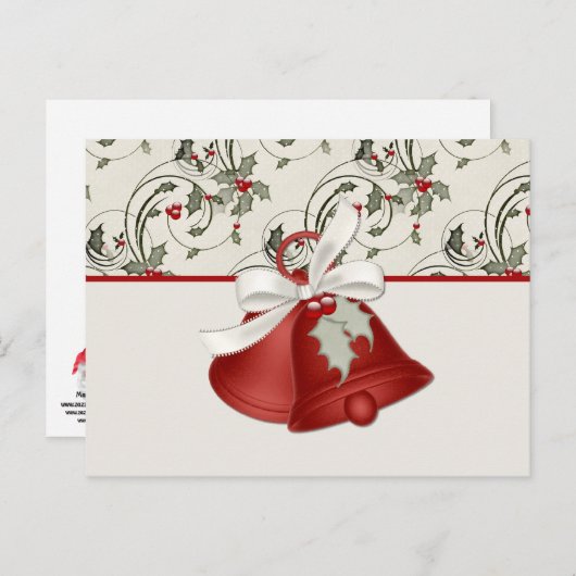 Holiday Bells Design 1 - Kerst Briefkaart (Voorkant / Achterkant)