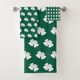 Holiday Bells Herhaal Kerst Huwelijk Groen Bad Handdoek