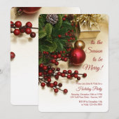 Holiday Berries Party Kaart (Voorkant / Achterkant)