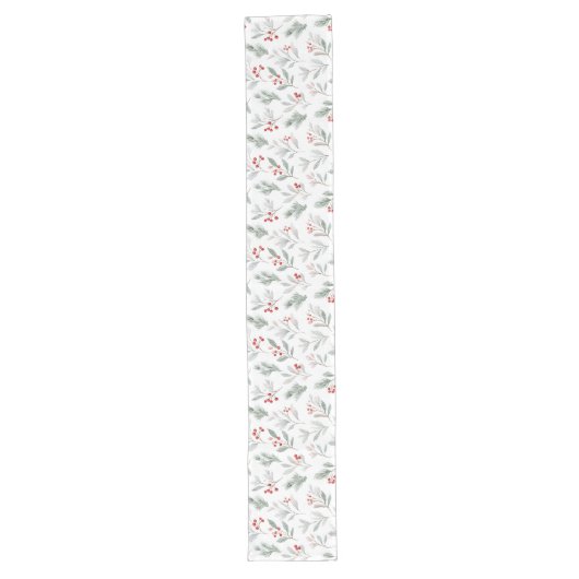 Holiday Berries & Pine Table Runner – Winter Lange Tafelloper (Voorkant)