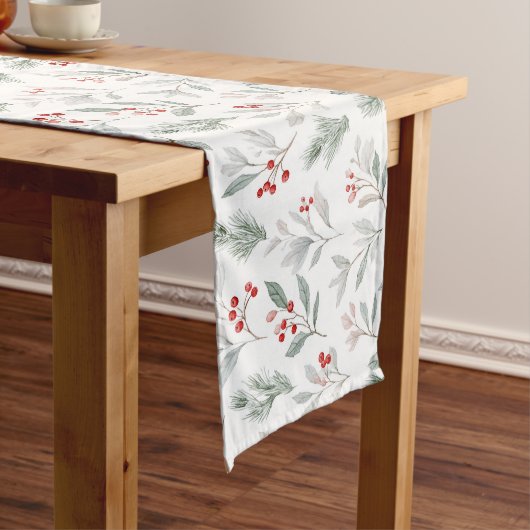 Holiday Berries & Pine Table Runner – Winter Lange Tafelloper (Voorbeeld)