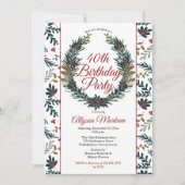 Holiday Berries | Pine Wreath 40th Birthday Party Kaart (Voorkant)