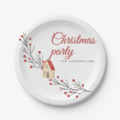 Holiday Berry Branch Christmas Papieren Bordje (Voorkant)