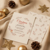 Holiday Berry Branch Christmas Party Invitation Kaart