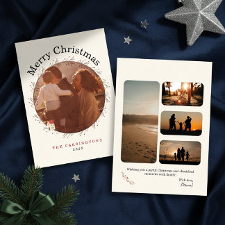 Holiday Berry Branch Christmas Photo Holiday Card Feestdagenkaart