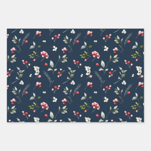 Holiday Berry & Branch Christmas Wrapping Paper (Voorkant 2)