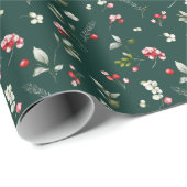 Holiday Berry & Branch Christmas Wrapping Paper Cadeaupapier (Rol Hoek)
