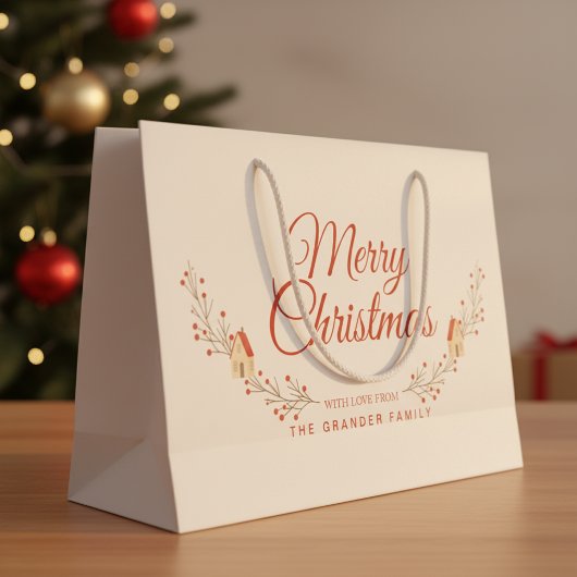 Holiday Berry Branch Merry Christmas Custom  Groot Cadeauzakje