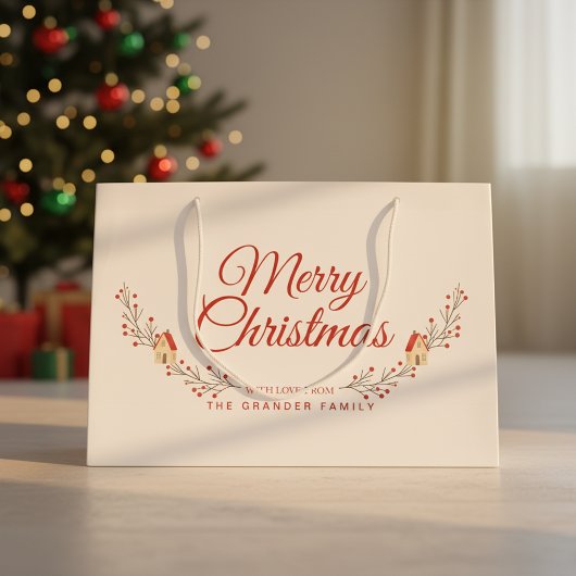 Holiday Berry Branch Merry Christmas Custom  Groot Cadeauzakje