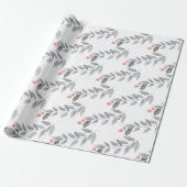 Holiday Berry Leaf Branch Cadeaupapier (Uitgerold)