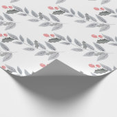 Holiday Berry Leaf Branch Cadeaupapier (Hoek)