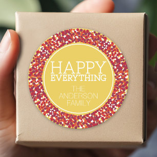 Holiday Berry Wreath met Happy Alles Ronde Sticker