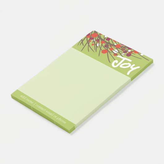 Holiday Berry Wreath met Joy en Custom Family Post-it® Notes (Schuin)