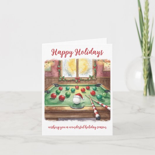 Holiday Billiard player Christmas Cards Feestdagen Kaart (Voorkant)