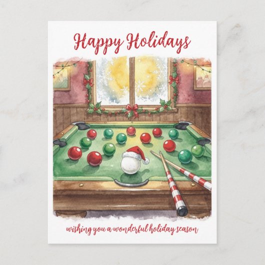 Holiday Billiard player Christmas Cards Feestdagenkaart (Voorkant)