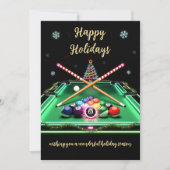 Holiday Billiard player Christmas Cards Feestdagenkaart (Voorkant)