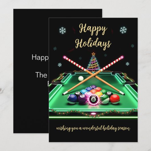 Holiday Billiard player Christmas Cards Feestdagenkaart (Voorkant / Achterkant)