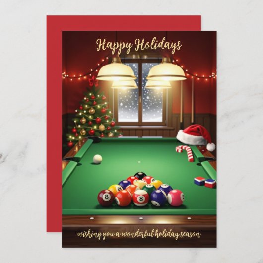 Holiday Billiard player Christmas Cards Feestdagenkaart (Voorkant / Achterkant)