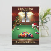 Holiday Billiard player Christmas Cards Feestdagenkaart (Staand voorkant)