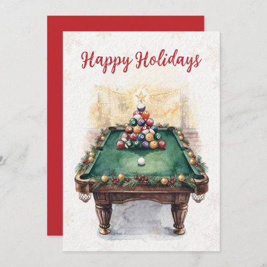 Holiday Billiard player Christmas Cards Feestdagenkaart (Voorkant / Achterkant)